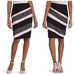 White House Back Market Layered Tiered Color Block Pencil Skirt Sz 4